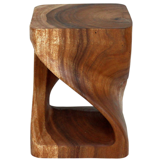 The Selorin Wide Twisted Solid Wood End Table 15 x 15 x 20 in H Cherry