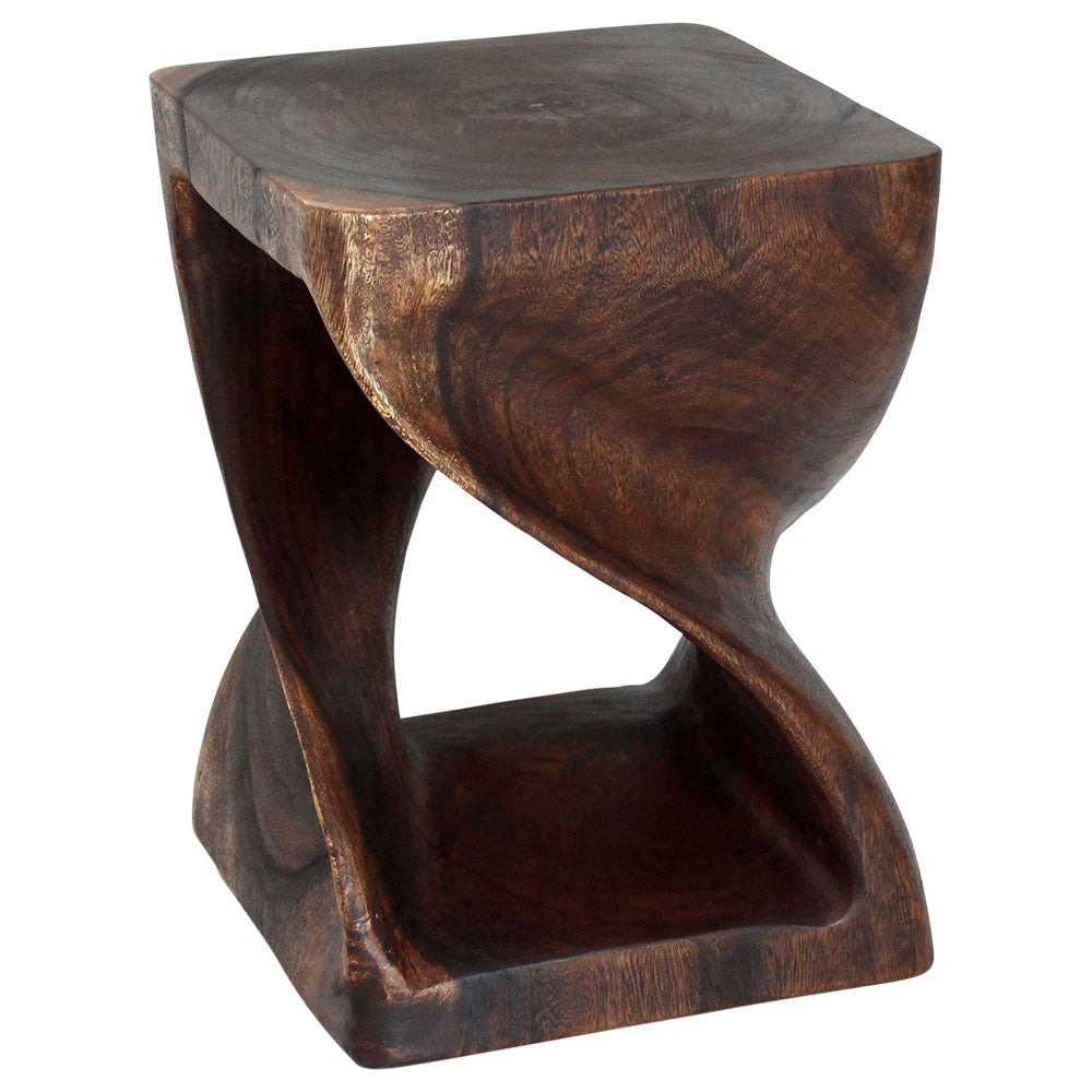 The Selorin Wide Twisted Solid Wood End Table 15 x 15 x 20 in H Mocha