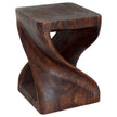 The Selorin Wide Twisted Solid Wood End Table 15 x 15 x 20 in H Mocha