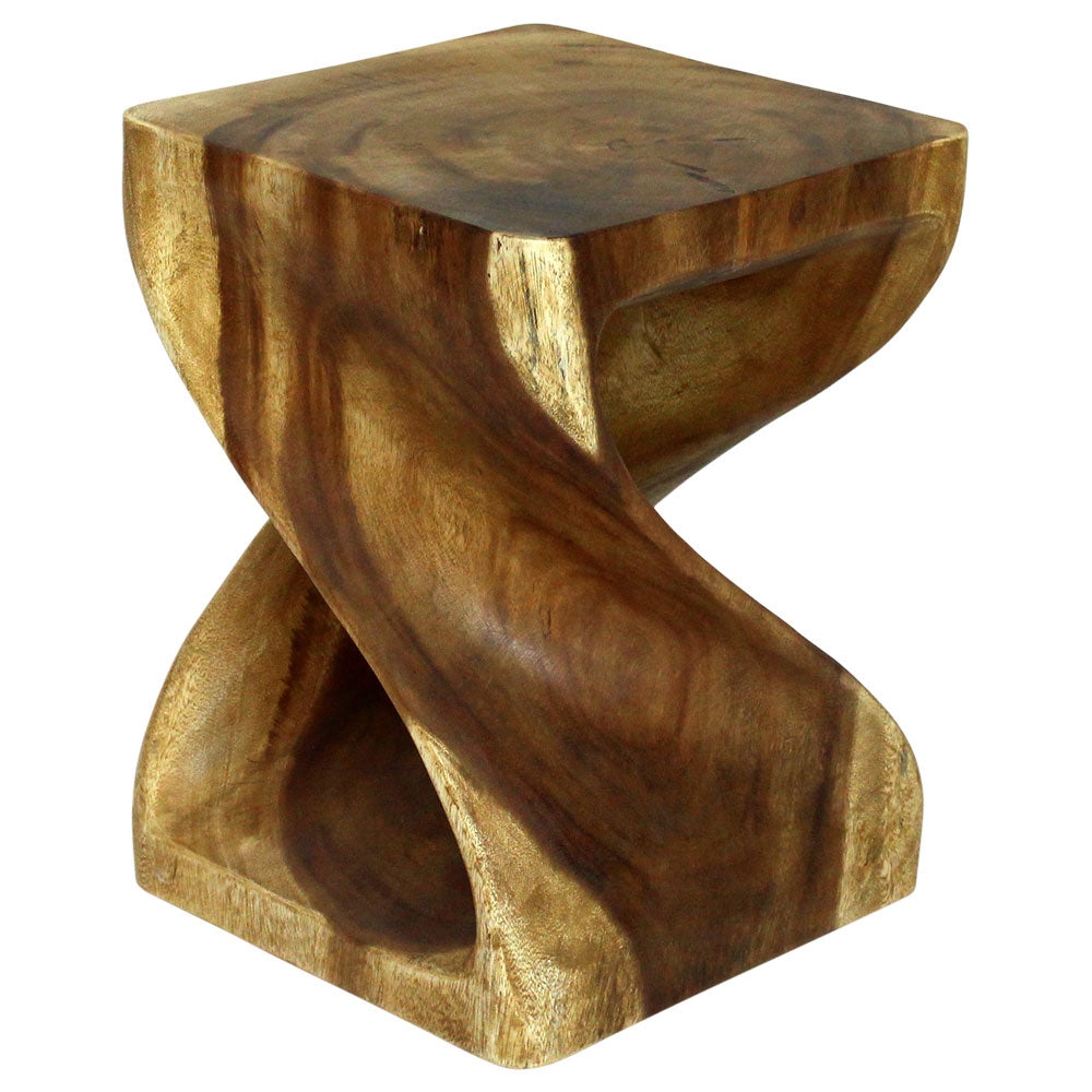 The Selorin Wide Twisted Solid Wood End Table 15 x 15 x 20 in H Oak