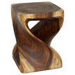 Selorin Wide Twisted End Table 15 x 15 x 20 in H Walnut