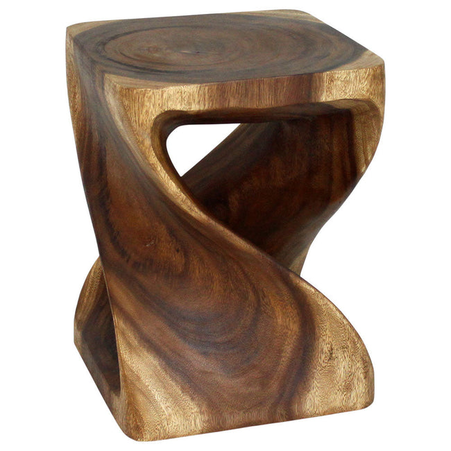 The Selorin Wide Twisted Solid Wood End Table 15 x 15 x 20 in H Walnut