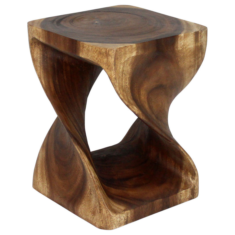Selorin Wide Twisted End Table 15 x 15 x 20 in H Walnut
