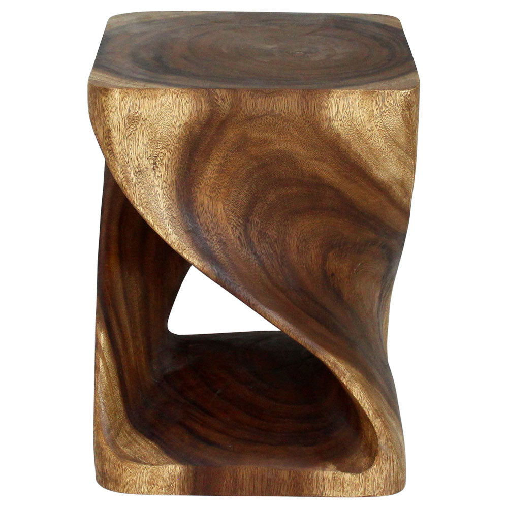 Selorin Wide Twisted End Table 15 x 15 x 20 in H Walnut