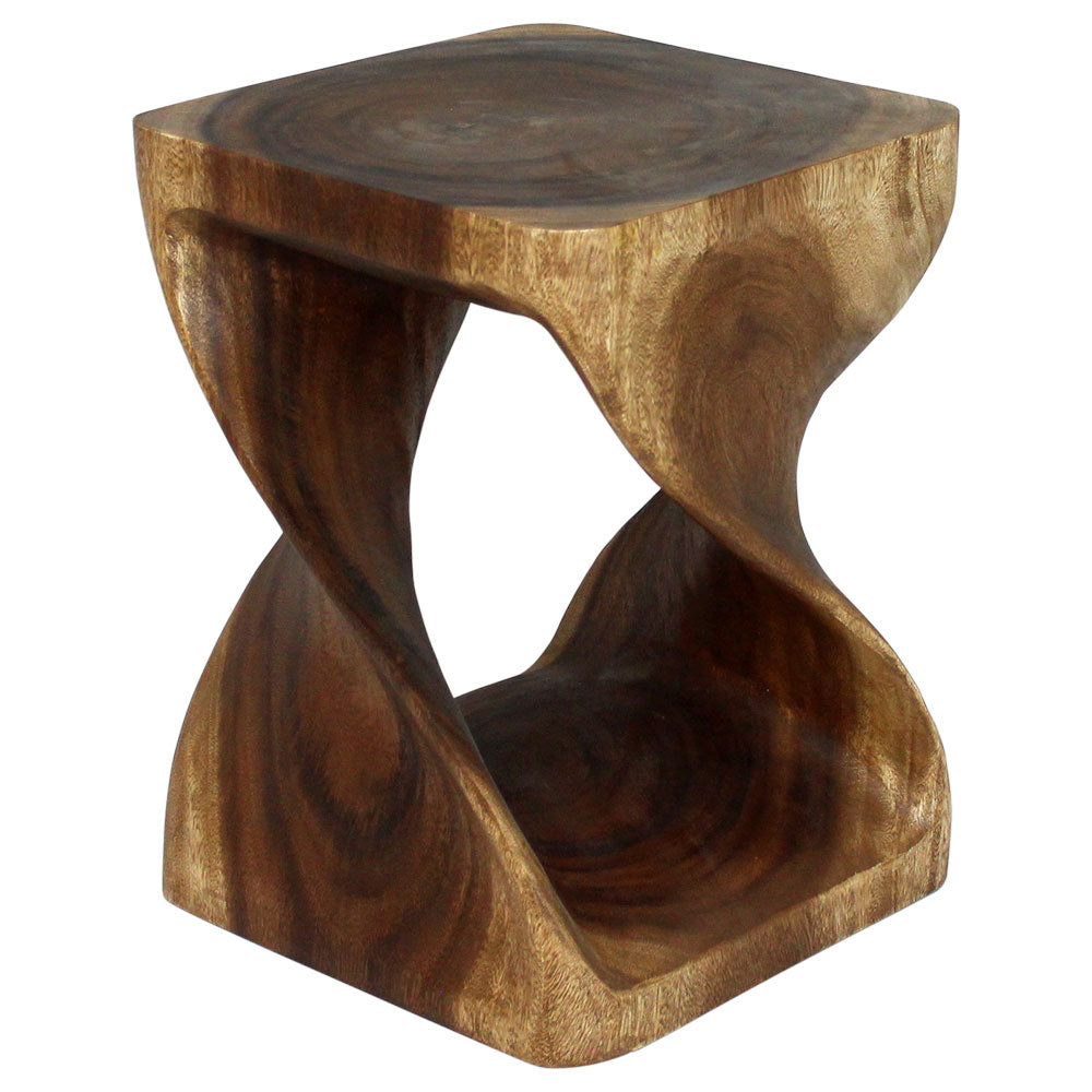 Selorin Wide Twisted End Table 15 x 15 x 20 in H Walnut