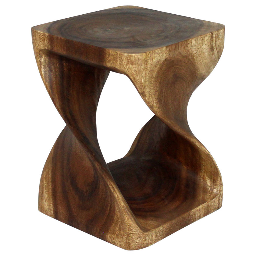 Selorin Wide Twisted End Table 15 x 15 x 20 in H Walnut