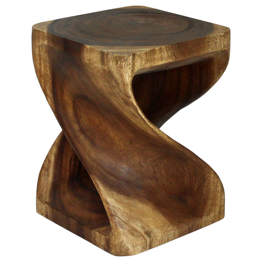 Selorin Wide Twisted End Table 15 x 15 x 20 in H Walnut
