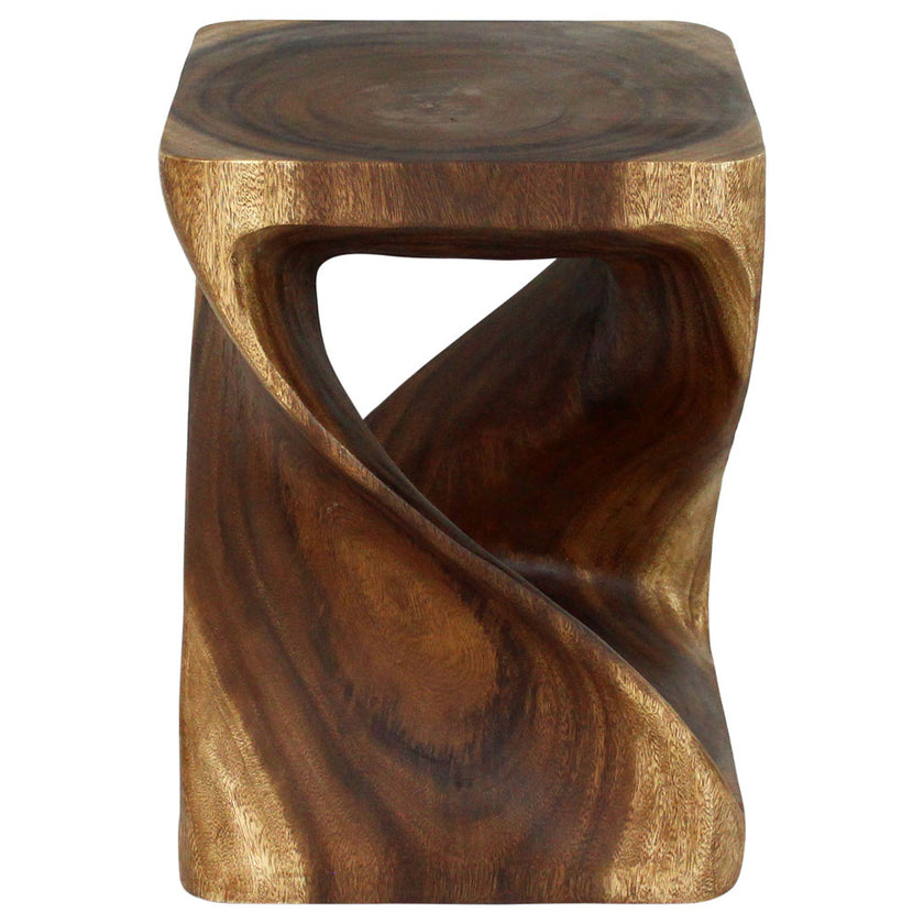 Selorin Wide Twisted End Table 15 x 15 x 20 in H Walnut
