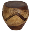 The Noris Barrel Puzzle Solid Wood Accent Table 18 in D x 18 in H Walnut