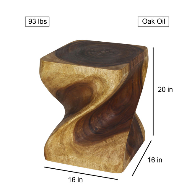 The Norvain Large Solid Wood End Table 16 in SQ x 20 in H Oak