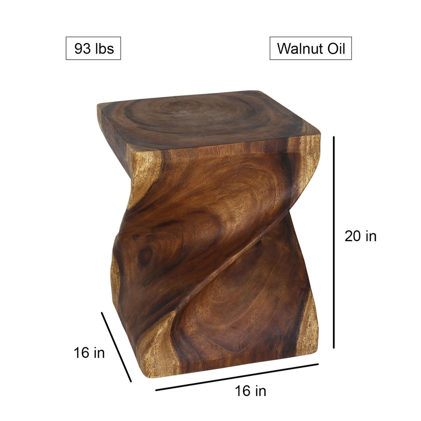 Norvain Large Solid Wood End Table 16 in SQ x 20 in H Walnut