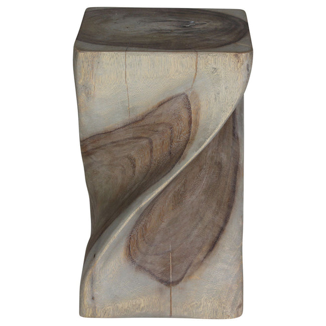 The Valeris Solid Square Twisted End Table 12 in SQ x 20 in H Grey