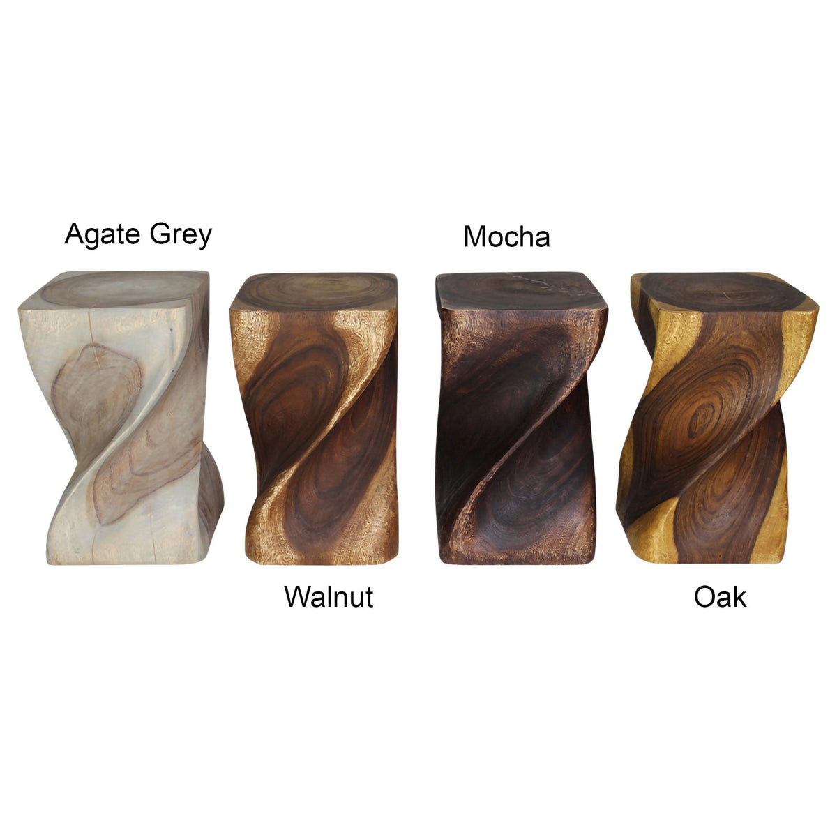 The Valeris Square Twist End Table, Walnut, 12 in Sq x 20 in H