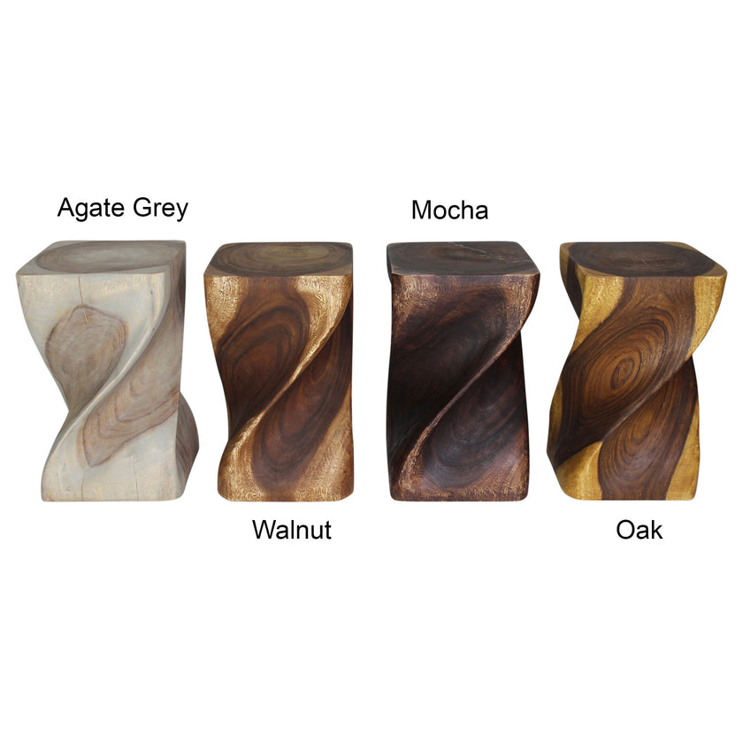 The Valeris Square Twist End Table, Walnut, 12 in Sq x 20 in H