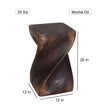 The Valeris Solid Square Twisted End Table 12 in SQ x 20 in H Mocha