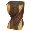Valeris Solid Square Twisted End Table 12 in SQ x 20 in H Oak