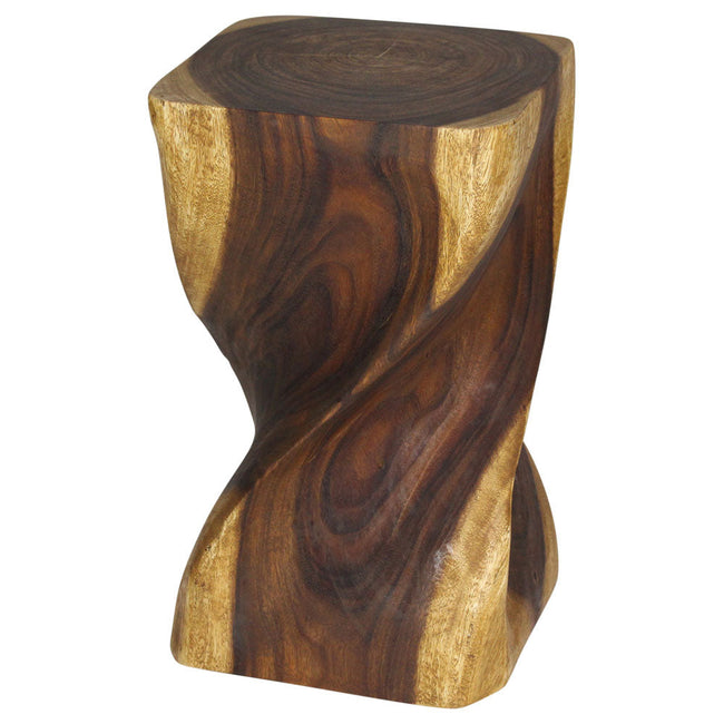 The Valeris Square Twist End Table, Oak, 12 in Sq x 20 in H