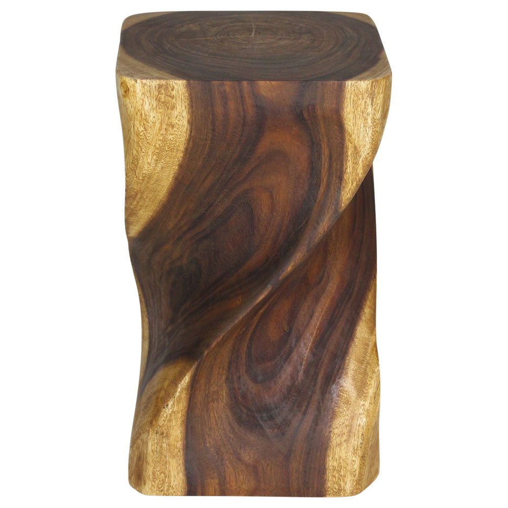 The Valeris Square Twist End Table, Oak, 12 in Sq x 20 in H