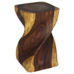 Valeris Solid Square Twisted End Table 12 in SQ x 20 in H Oak