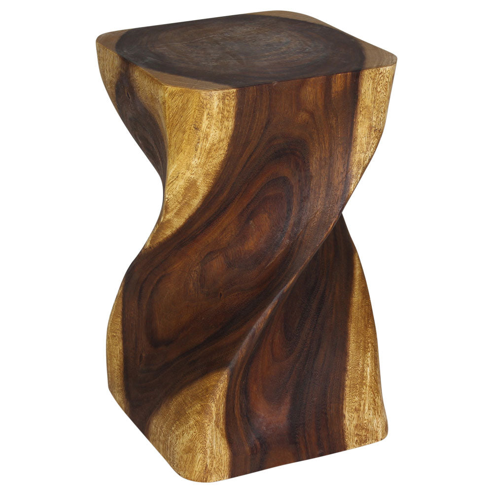 The Valeris Square Twist End Table, Oak, 12 in Sq x 20 in H
