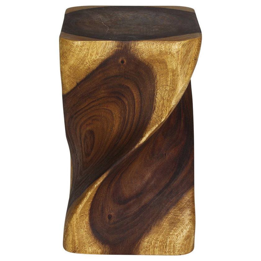 The Valeris Square Twist End Table, Oak, 12 in Sq x 20 in H