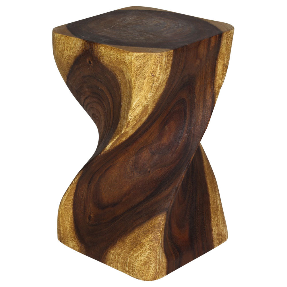 The Valeris Square Twist End Table, Oak, 12 in Sq x 20 in H