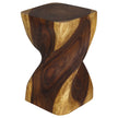 Valeris Solid Square Twisted End Table 12 in SQ x 20 in H Oak