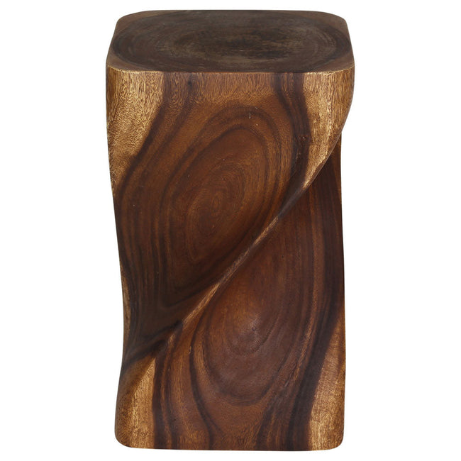 The Valeris Square Twist End Table, Walnut, 12 in Sq x 20 in H