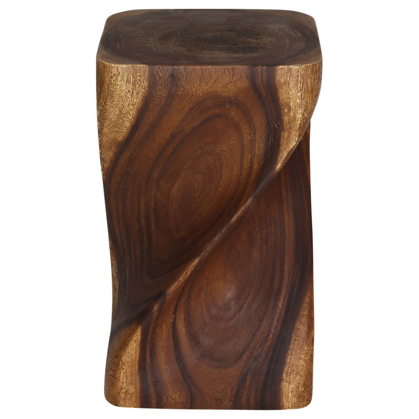 Valeris Solid Square Twisted End Table 12 in SQ x 20 in H Walnut