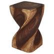 Valeris Solid Square Twisted End Table 12 in SQ x 20 in H Walnut