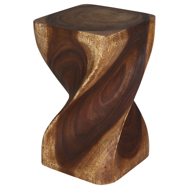 Valeris Solid Square Twisted End Table 12 in SQ x 20 in H Walnut