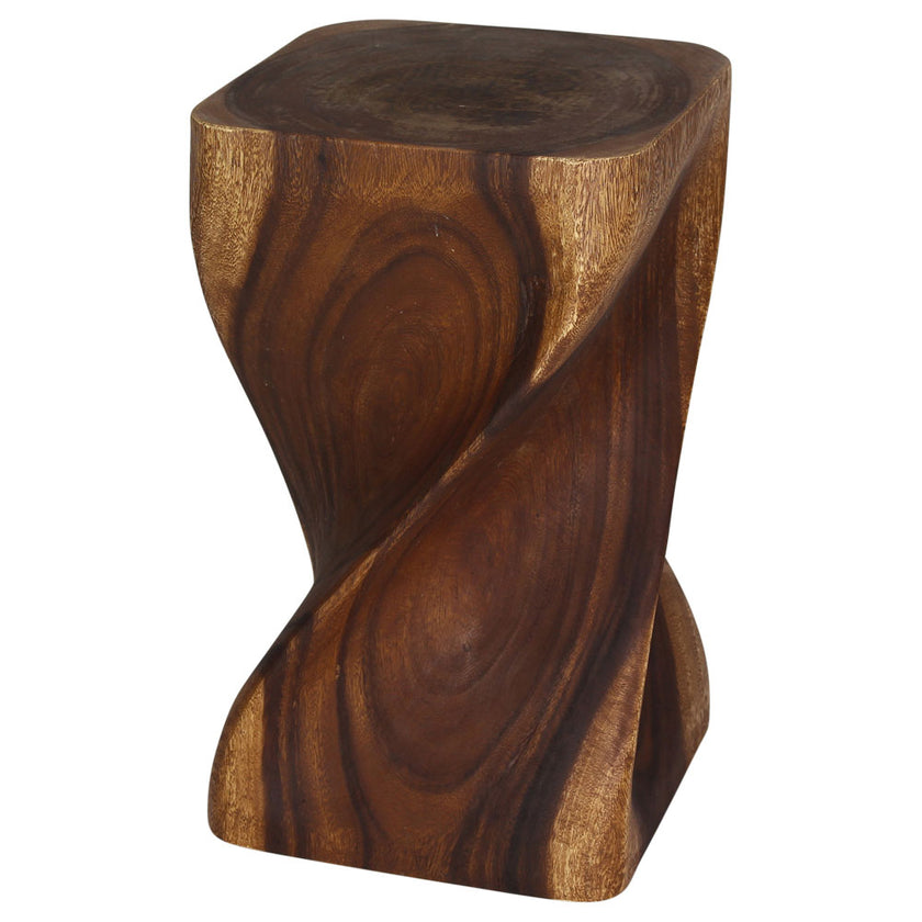Valeris Solid Square Twisted End Table 12 in SQ x 20 in H Walnut