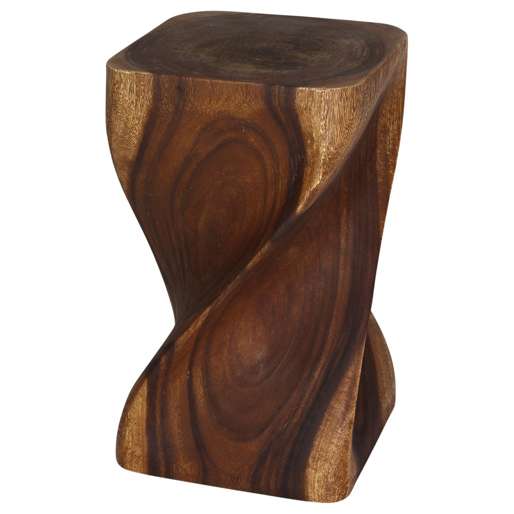 The Valeris Square Twist End Table, Walnut, 12 in Sq x 20 in H