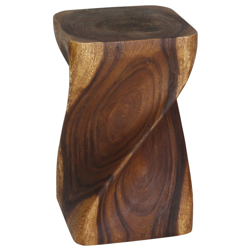 The Valeris Square Twist End Table, Walnut, 12 in Sq x 20 in H