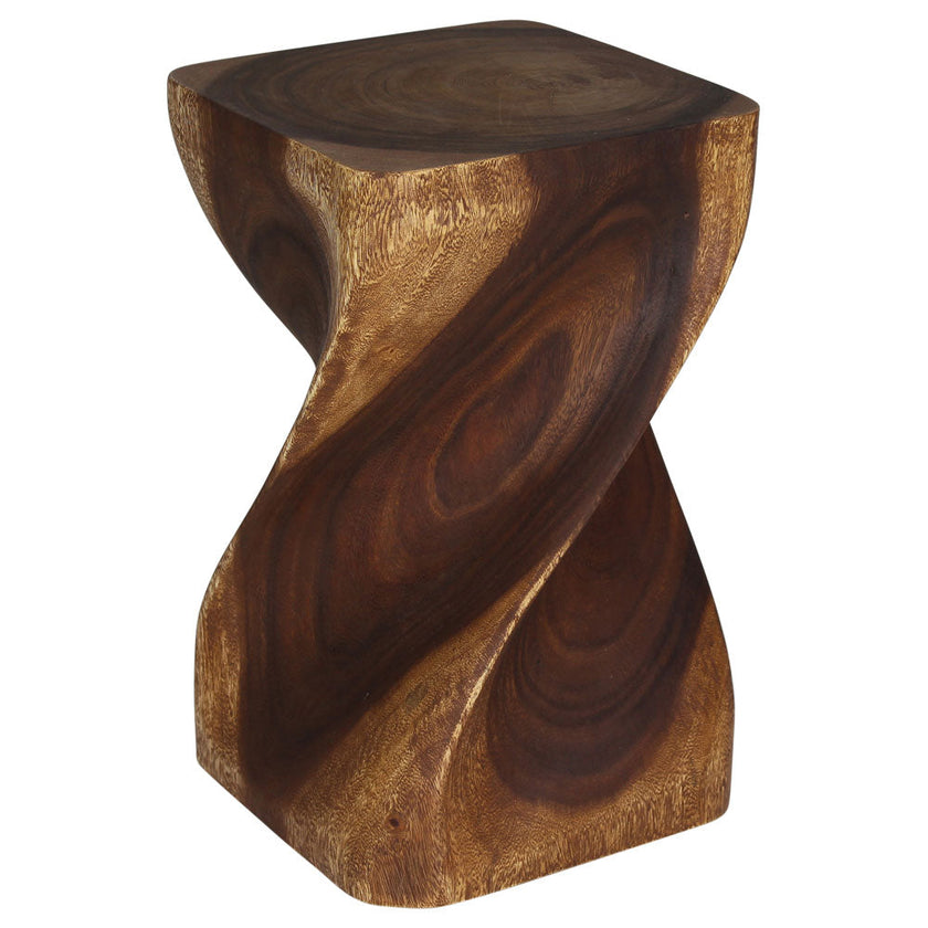 The Valeris Square Twist End Table, Walnut, 12 in Sq x 20 in H