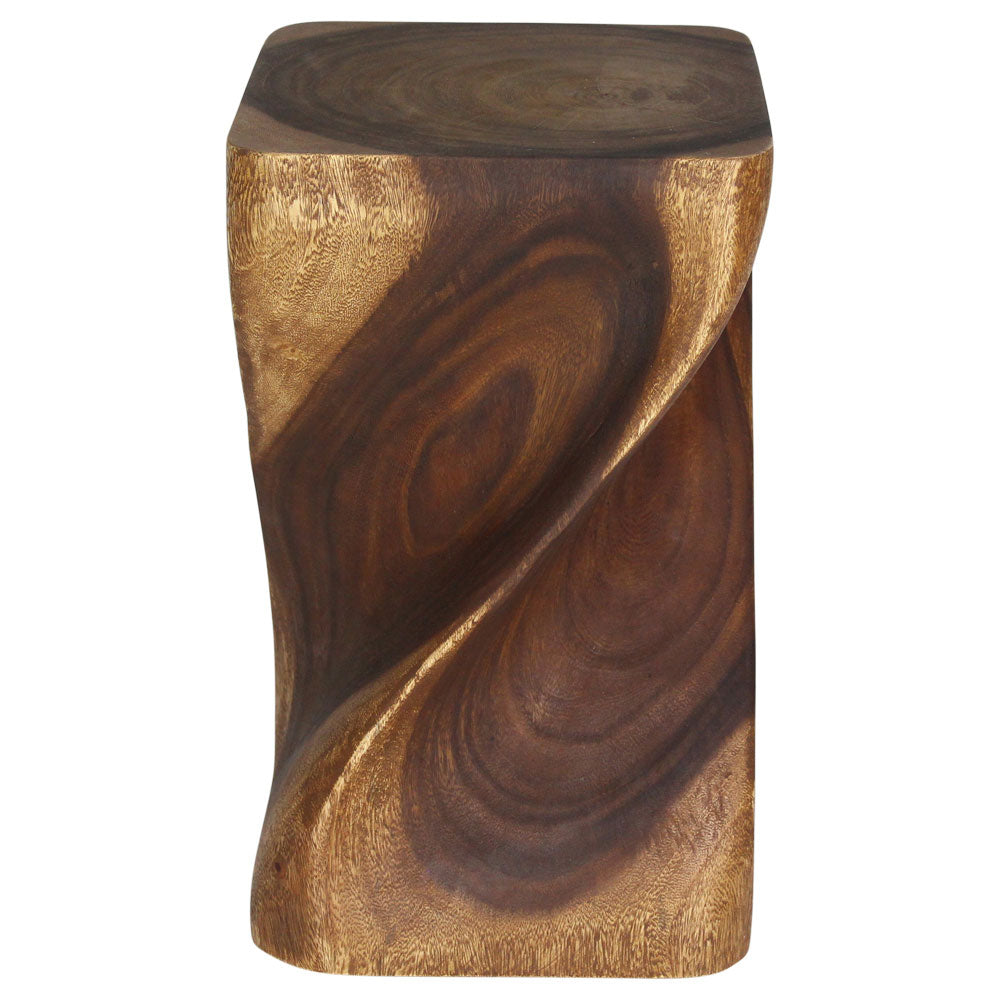 The Valeris Square Twist End Table, Walnut, 12 in Sq x 20 in H