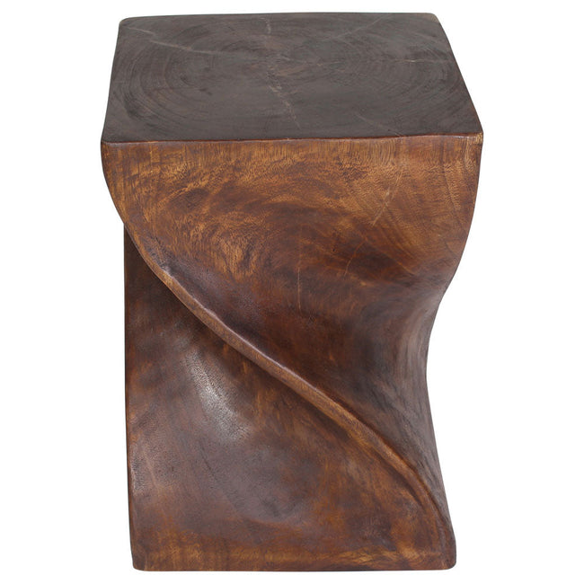 The Valeris Solid Square Twisted End Table 14 in SQ x 20 in H Mocha