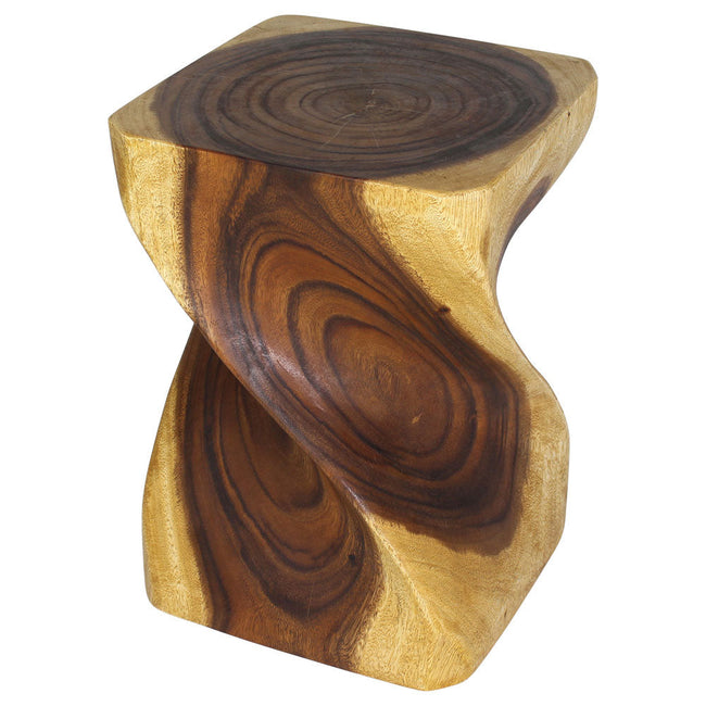 The Valeris Solid Square Twisted End Table 14 in SQ x 20 in H Oak