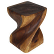 Valeris Solid Square Twisted End Table 14 in SQ x 20 in H Walnut
