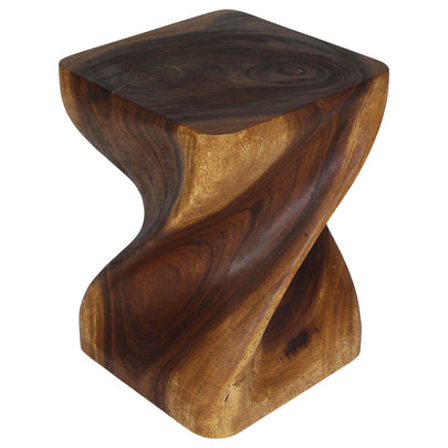 Valeris Solid Square Twisted End Table 14 in SQ x 20 in H Walnut