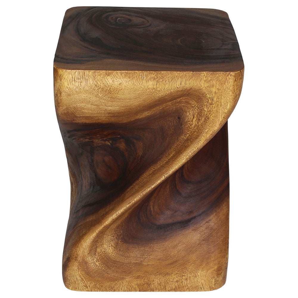 The Valeris Square Twist End Table, Walnut, 14 in Sq x 20 in H