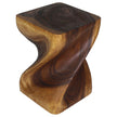 Valeris Solid Square Twisted End Table 14 in SQ x 20 in H Walnut