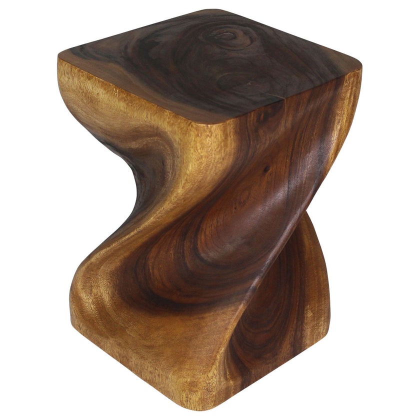 Valeris Solid Square Twisted End Table 14 in SQ x 20 in H Walnut
