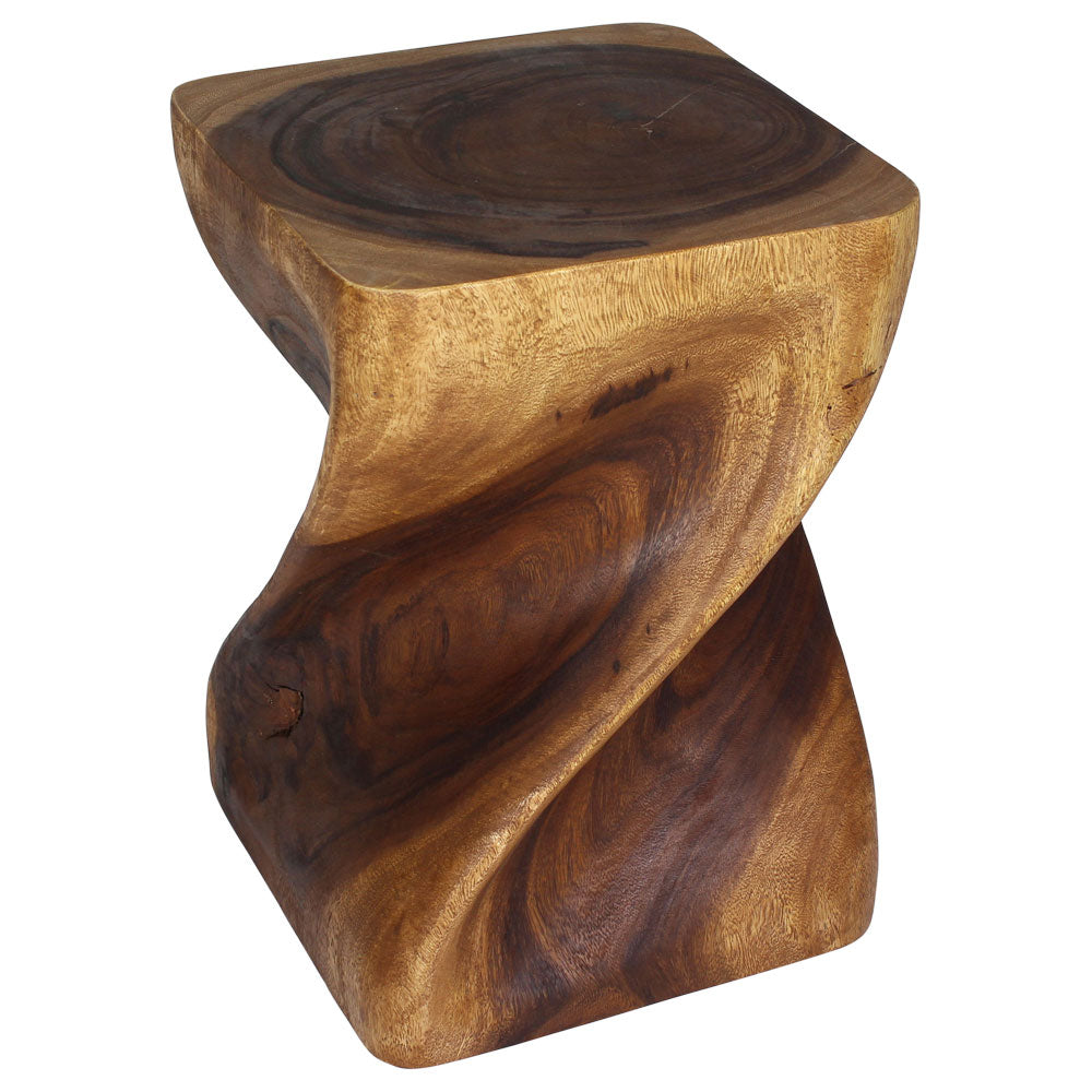 Valeris Solid Square Twisted End Table 14 in SQ x 20 in H Walnut