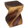 Valeris Solid Square Twisted End Table 14 in SQ x 20 in H Walnut