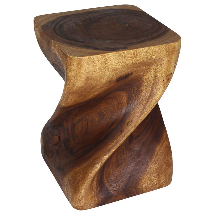Valeris Solid Square Twisted End Table 14 in SQ x 20 in H Walnut
