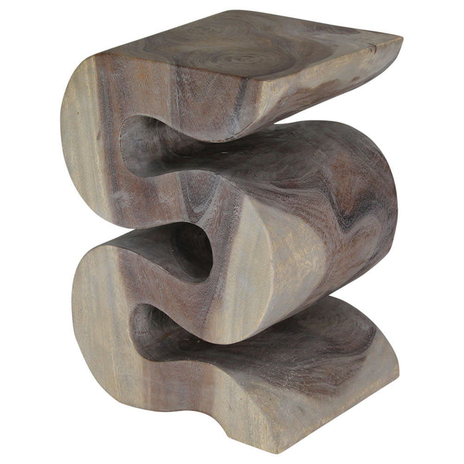 The Luxen Large Solid Wave End Table 12 x 14 x 20 in H Grey