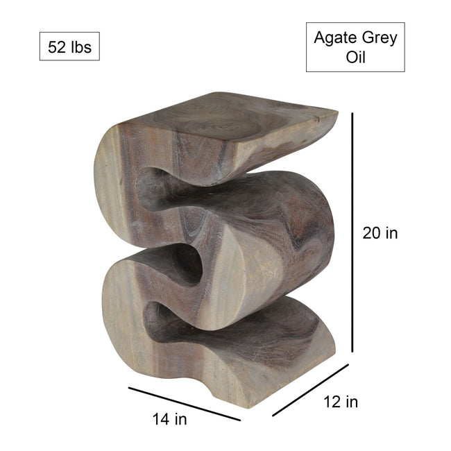 The Luxen Large Solid Wave End Table 12 x 14 x 20 in H Grey