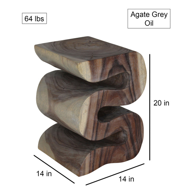 The Luxen Large Solid Wave End Table 14 x 14 x 20 in H Grey