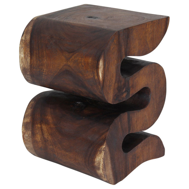 The Luxen Large Solid Wave End Table 14 x 14 x 20 in H Mocha